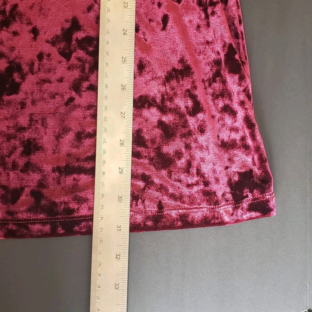 Crushed Velvet Burgundy Dress Small Mini Bell Sleeve Romantic Gothic Feminine - Picture 6 of 6